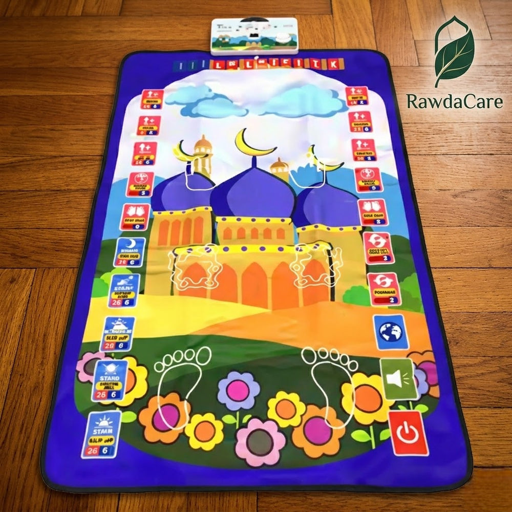Tapis de prière interactif pour enfant, coloris bleu